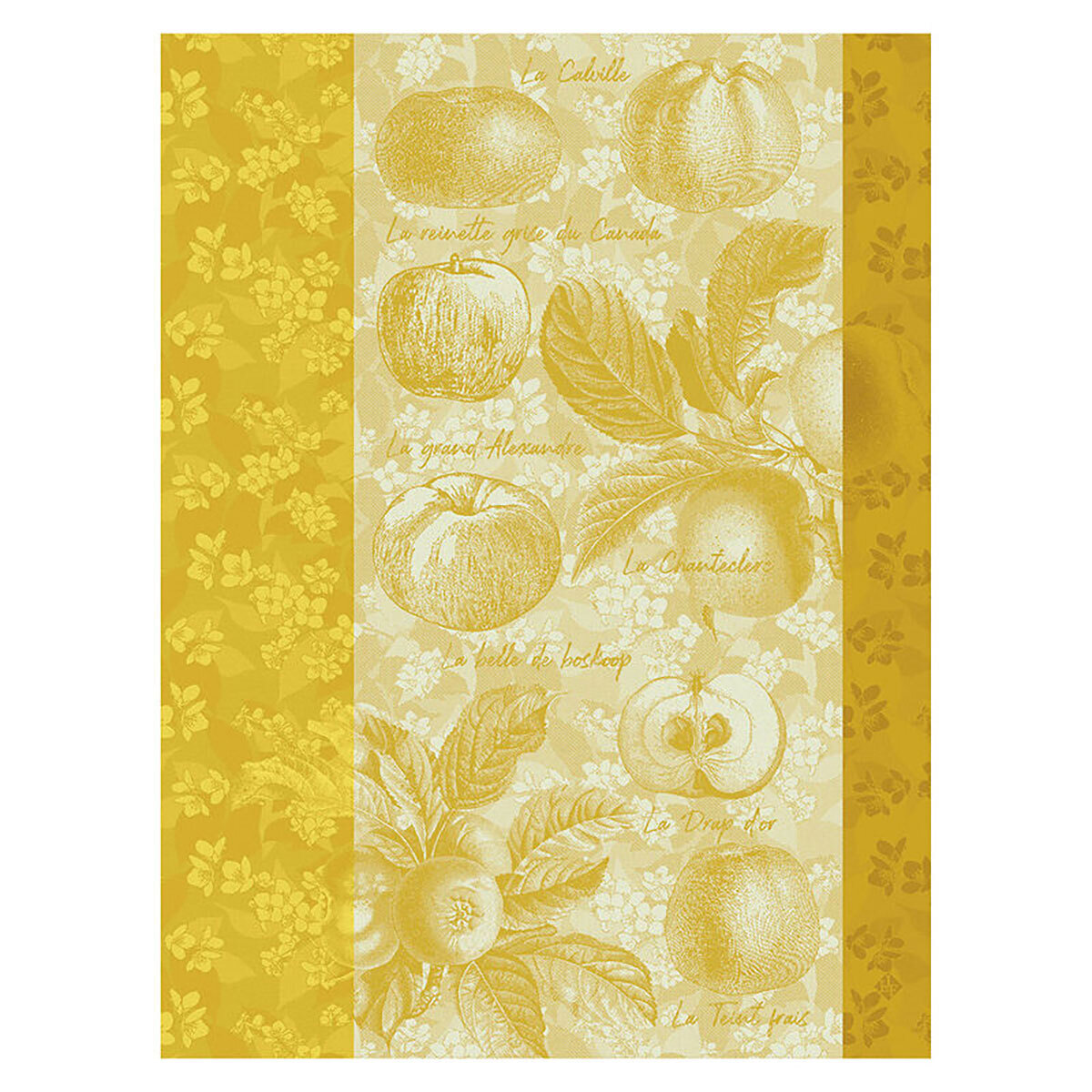 Le Jacquard Francais Pommes A Croquer Yellow Tea Towel 24 x 31 Inch 27509 Set of 4