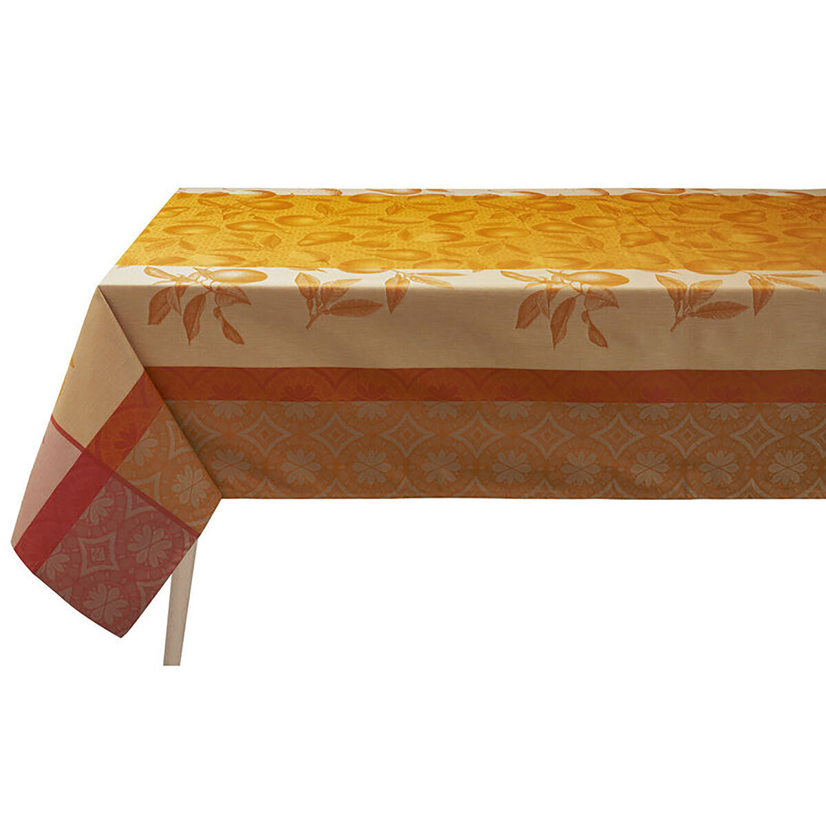 Le Jacquard Francais Arriere-Pays Orange Coated Tablecloth 69 x 126 Inch 27411