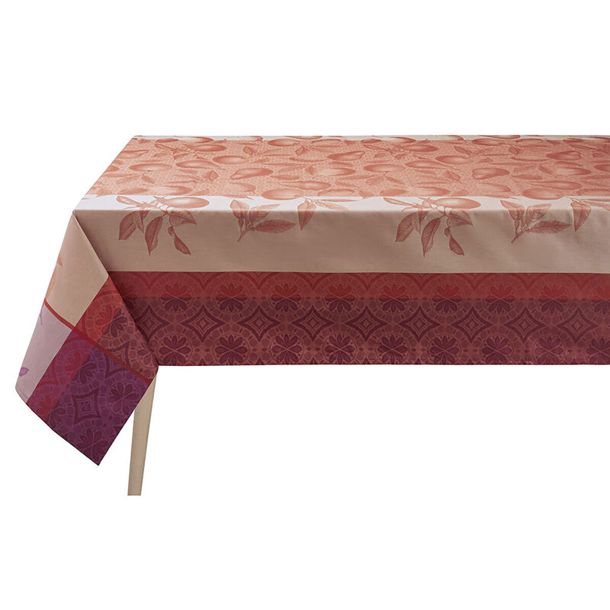 Le Jacquard Francais Arriere-Pays Pink Coated Tablecloth 69 x 126 Inch 27412