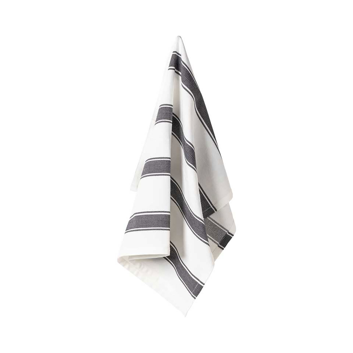 Casafina Kitchen Textiles Alessa Black Kitchen Towel Her Stripes 100% TX0213-ASBK Set of 2