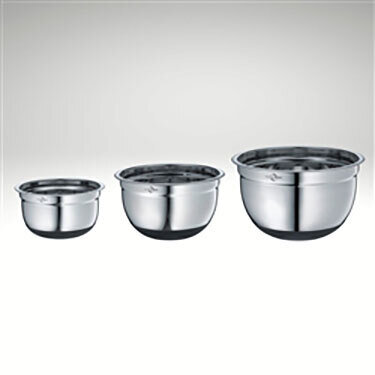 Frieling Mixing Bowls Non-Slip with Silicone Bottoms 3 Piece Set : 1.5 Qt. 2.75 Qt. Stainless Steel 5 Qt. K2505402803