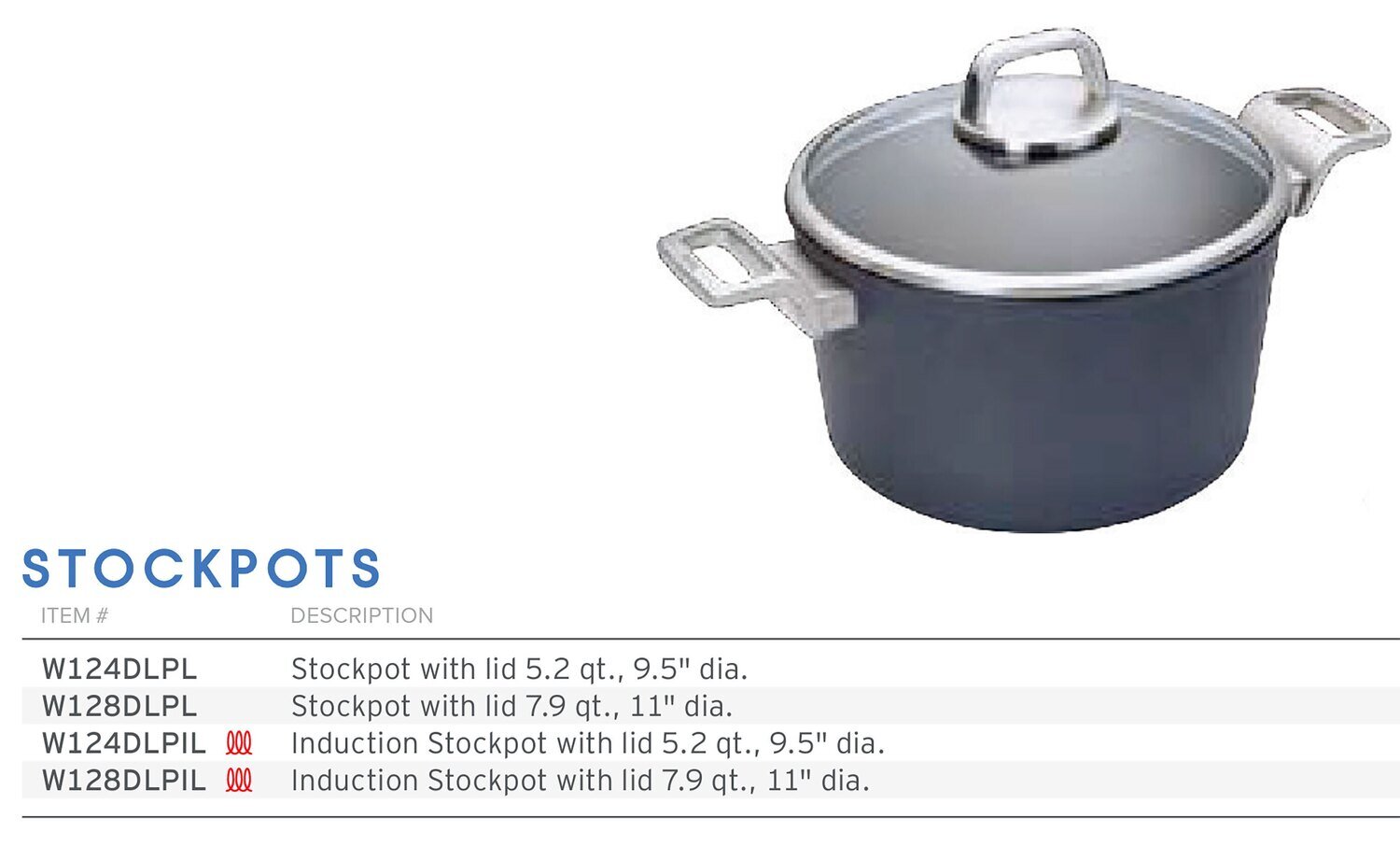 Frieling Diamond Lite Induction Stockpot with Lid 5.25 Qt. 9.5" W124DPIL