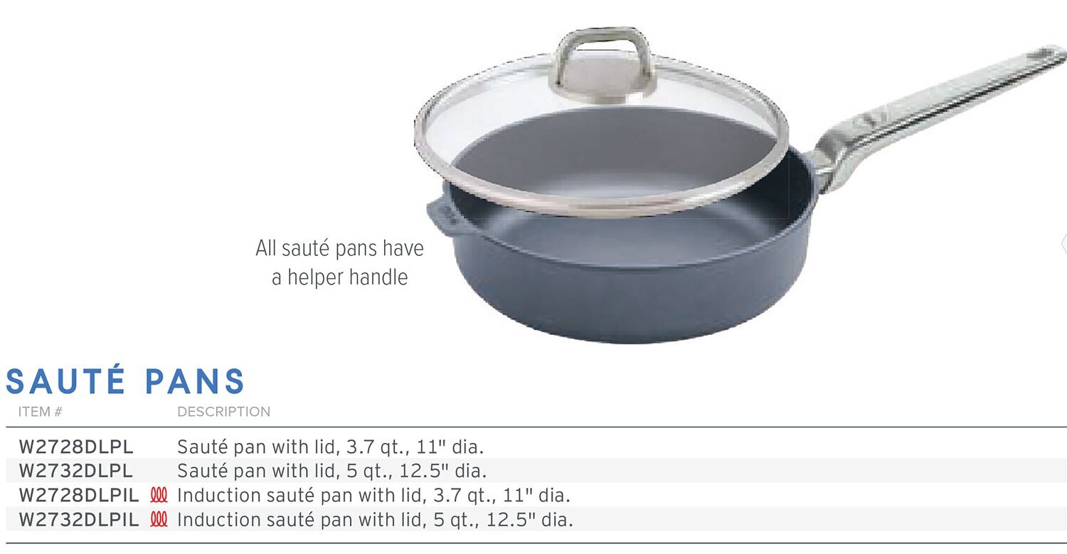 Frieling Diamond Lite Pro Induction Saute Pan with Lid 5 Qt. 12.5&quot; W2732DLPIL