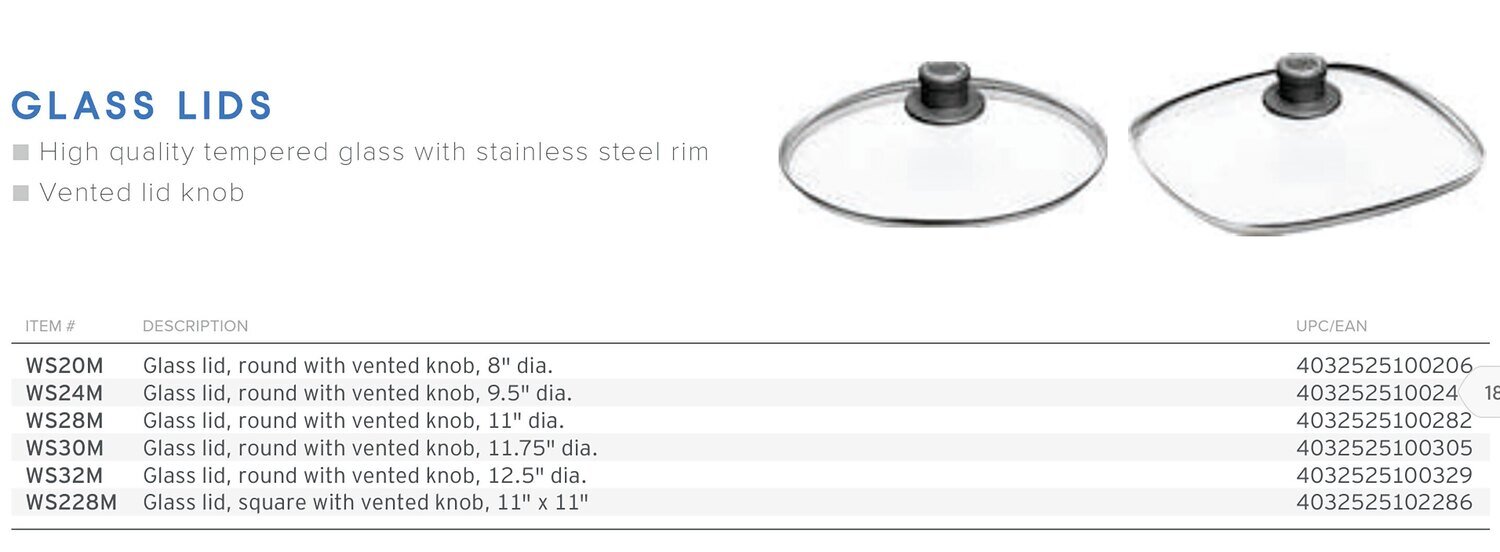 Frieling Diamond Lite Glass Lid Round with Vented Knob 8" WS20M