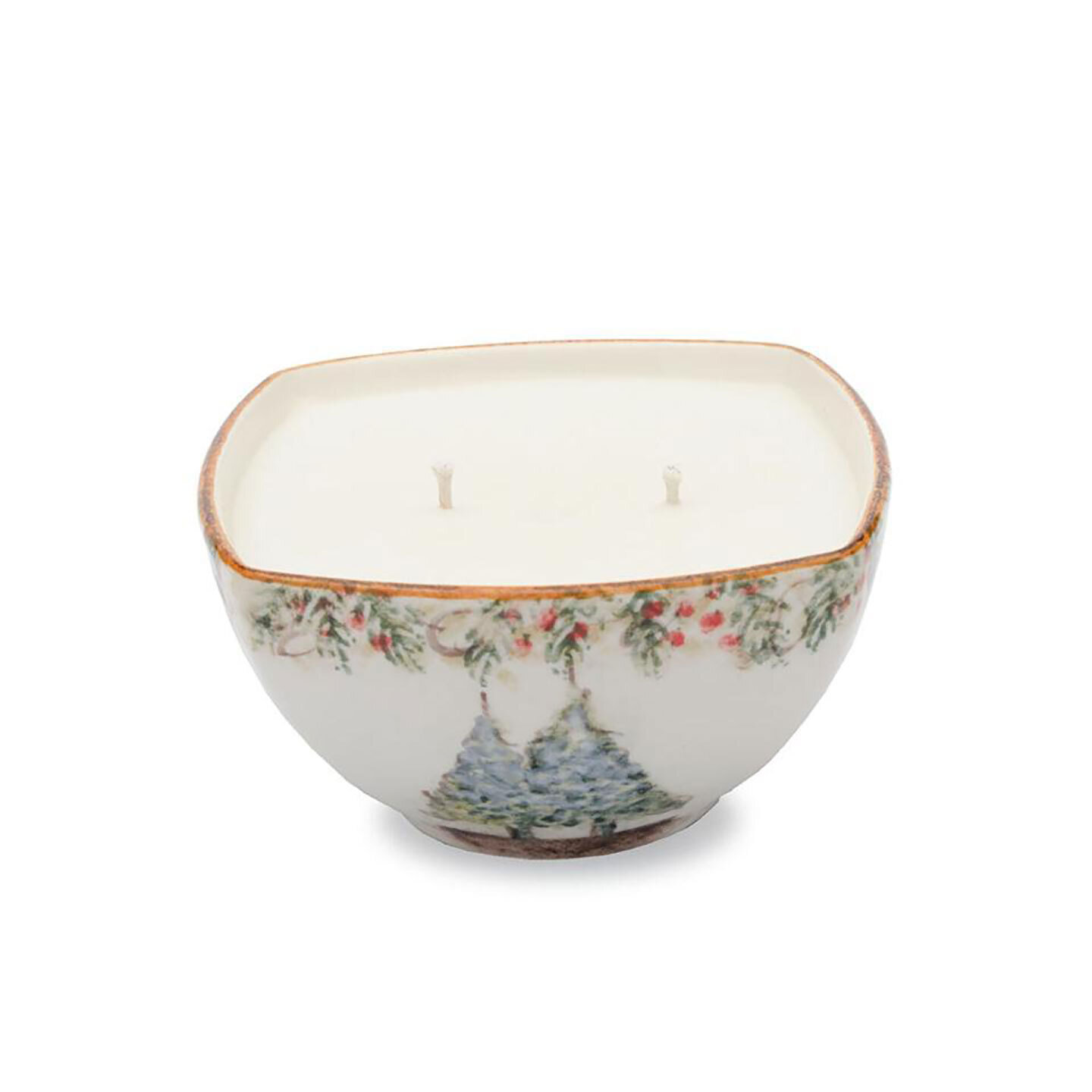 Arte Italica Natale Small Square Bowl with Candle NAT6843