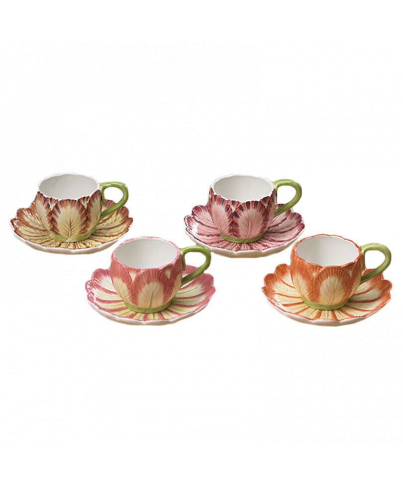 Mottahedeh Tulip Cup &amp; Saucer Set of 4 MS6517, MPN: MS6517,