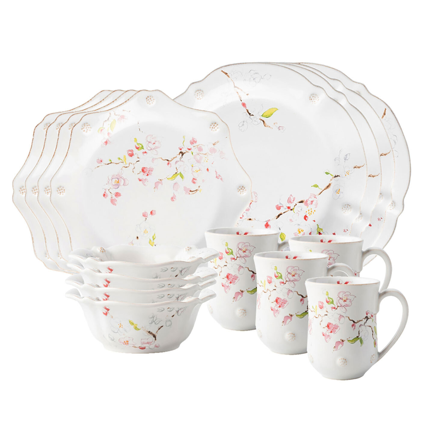 Juliska Berry &amp; Thread Floral Sketch Cherry Blossom 16 Piece Set FBC200SET/88, MPN: FBC200SET/88, 8…