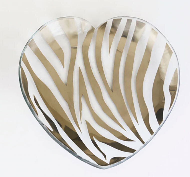Annieglass Zebra Heart Plate CSH602P