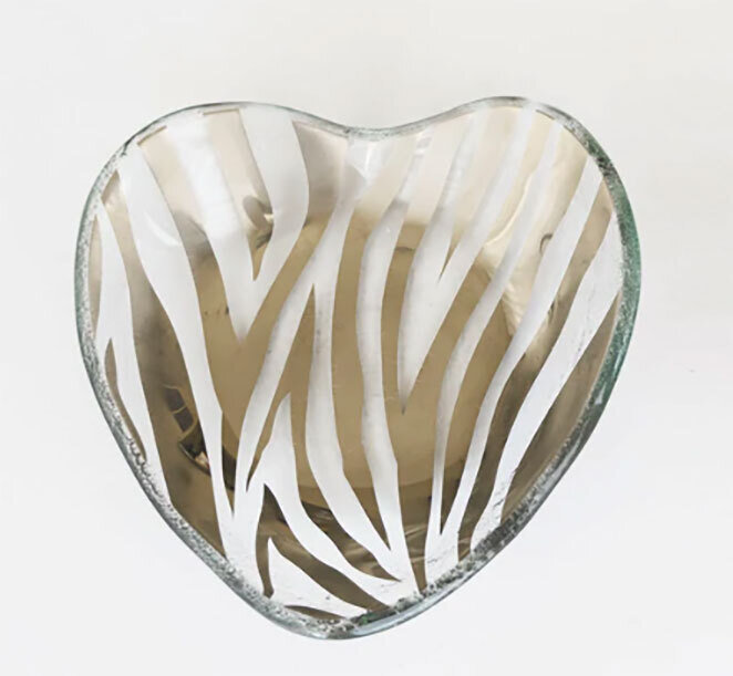 Annieglass Zebra Heart Bowl CSH603P