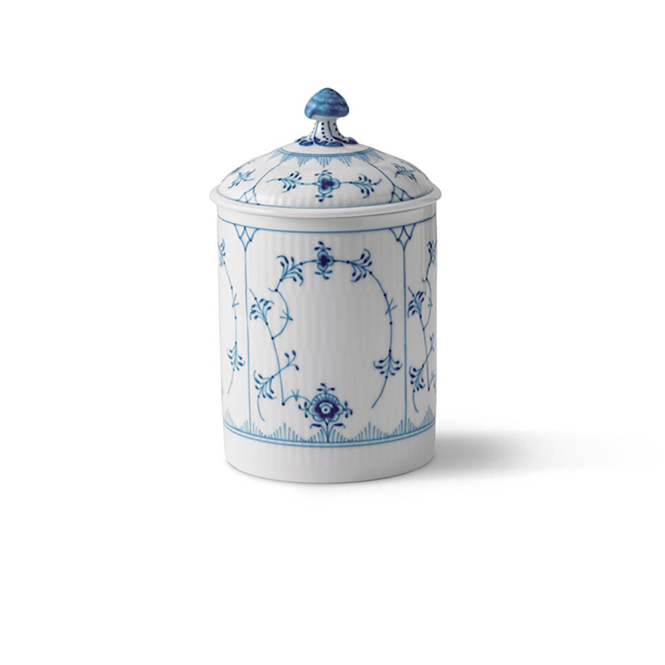 Royal Copenhagen Blue Fluted Plain Jar With Lid 6.25 Inch 1028377, MPN: 1028377, 5705140733454
