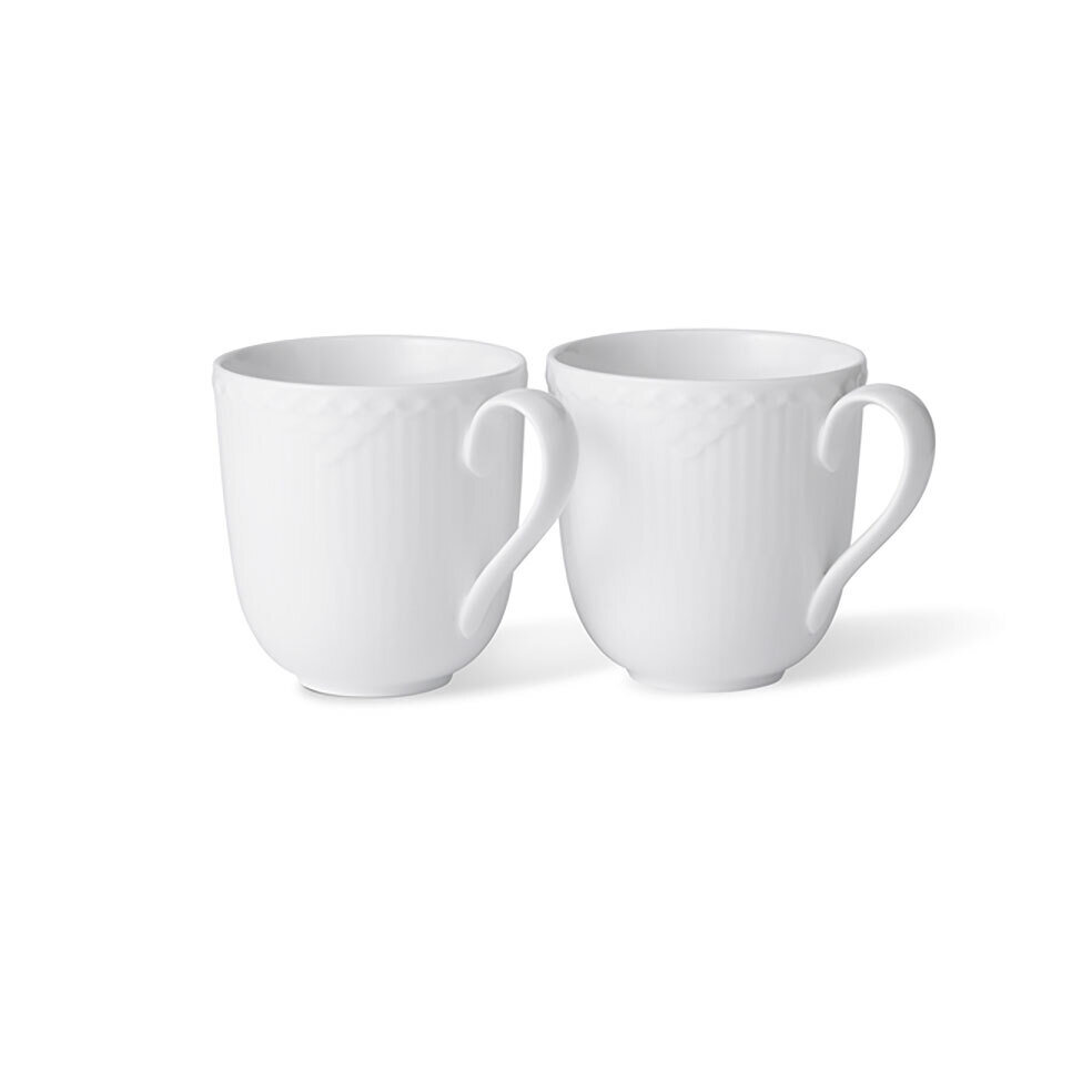 Royal Copenhagen White Fluted Half Lace Mug Set Of 2 12.5 Oz 1055288