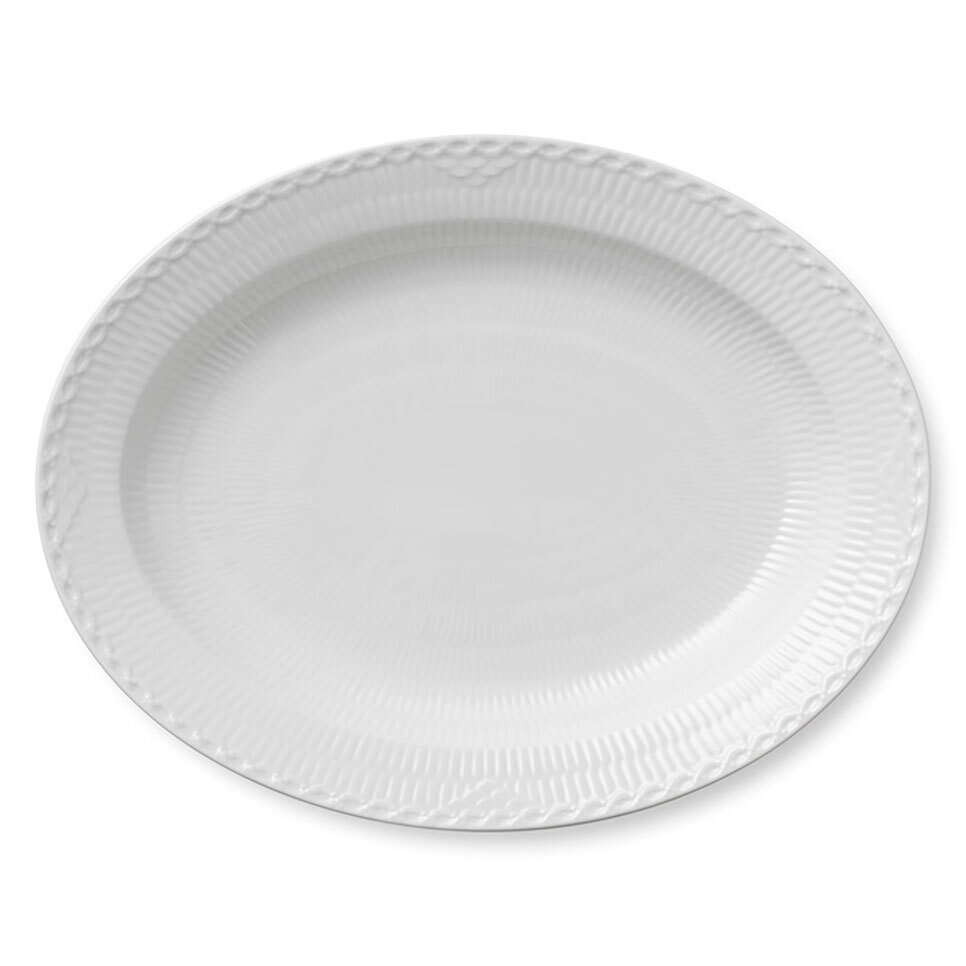 Royal Copenhagen White Fluted Half Lace Oval Platter Large 14.25 Inch 1017285