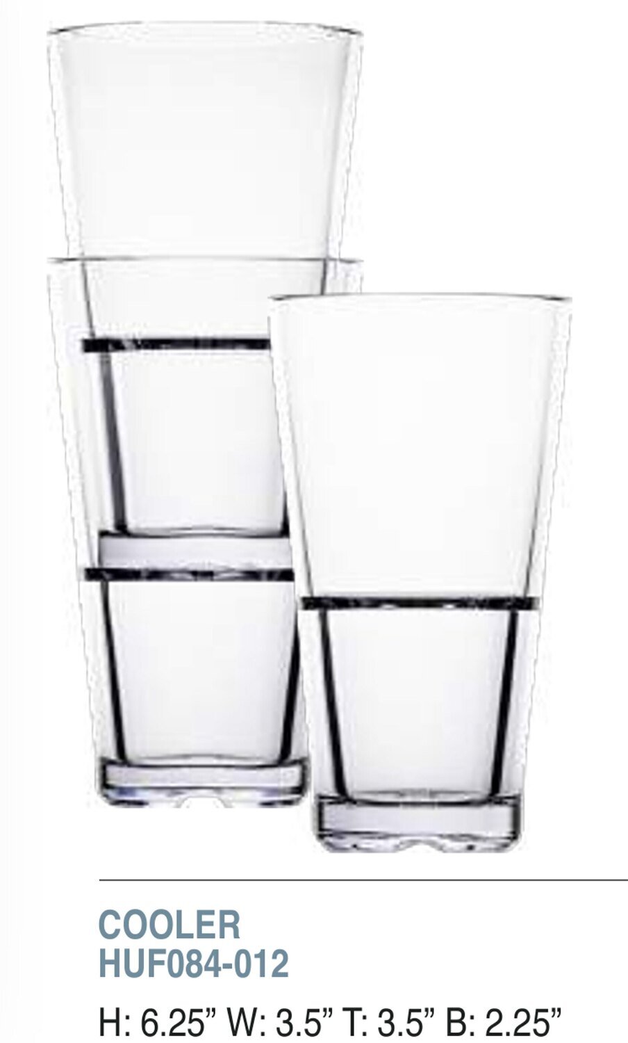 Bold Club Stack 16oz Cooler Unbreakable Glass Set of 6