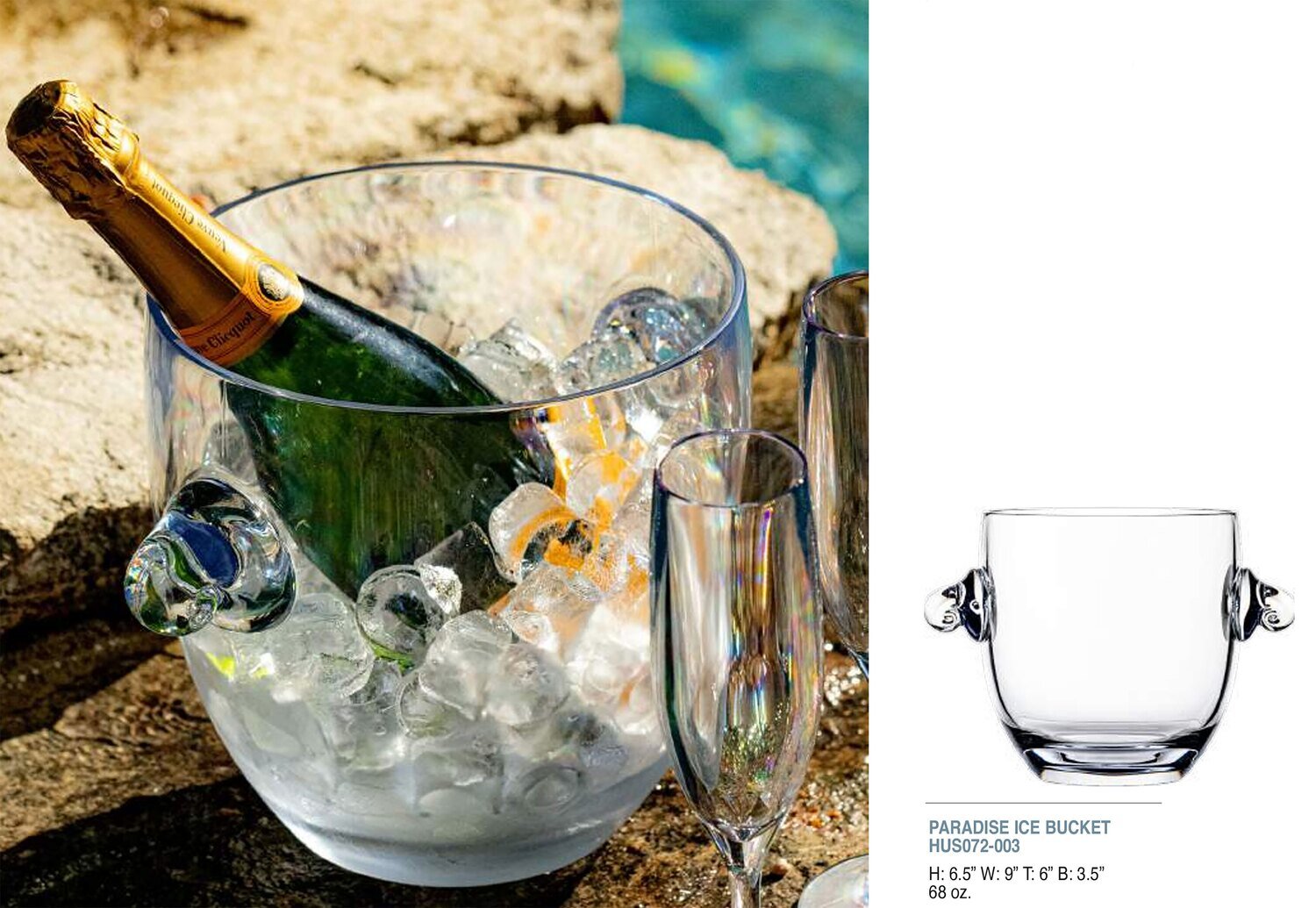 Bold Paradise 67.6oz Ice Bucket Unbreakable Glass