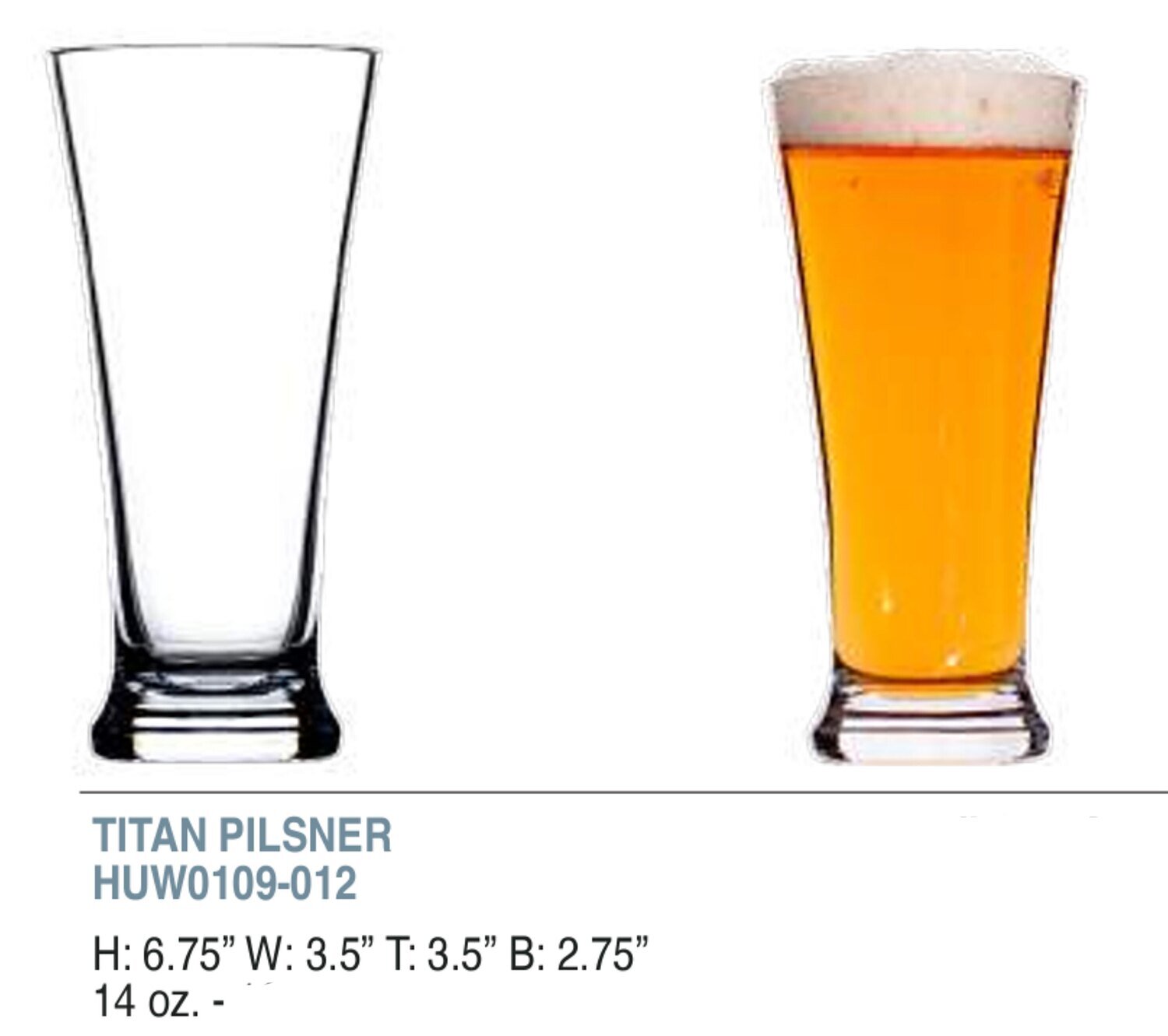 Bold Titan 14oz Pilsner Unbreakable Glass Set of 6