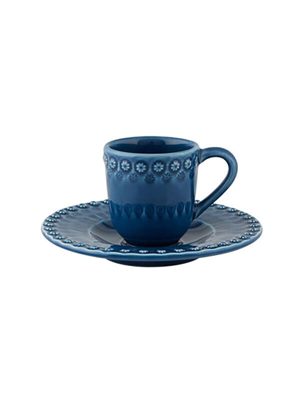 Bordallo Pinheiro Fantasy Coffee Cup And Saucer Blue 65025311