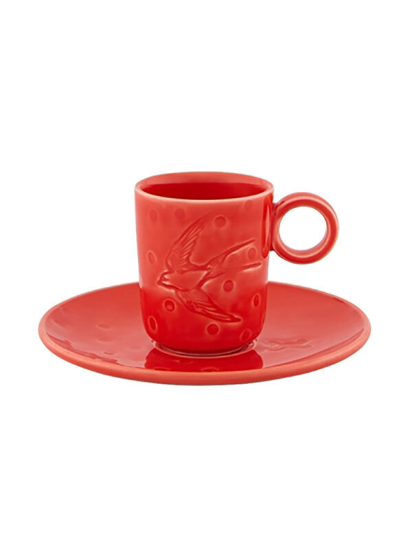 Bordallo Pinheiro Pinheiro Parody Coffee cup and saucer Coral 65028660, MPN: 65028660, 5600413622865