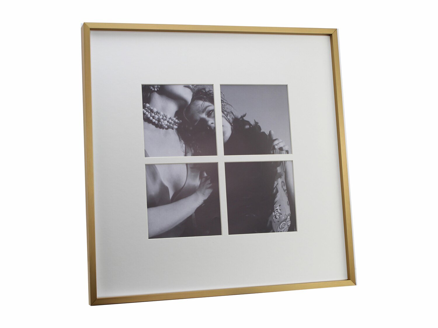 Addison Ross Four Aperture Brushed Gold Wall Hanging Picture Frame 5 x 5 4 App Inch Aluminium FR7521