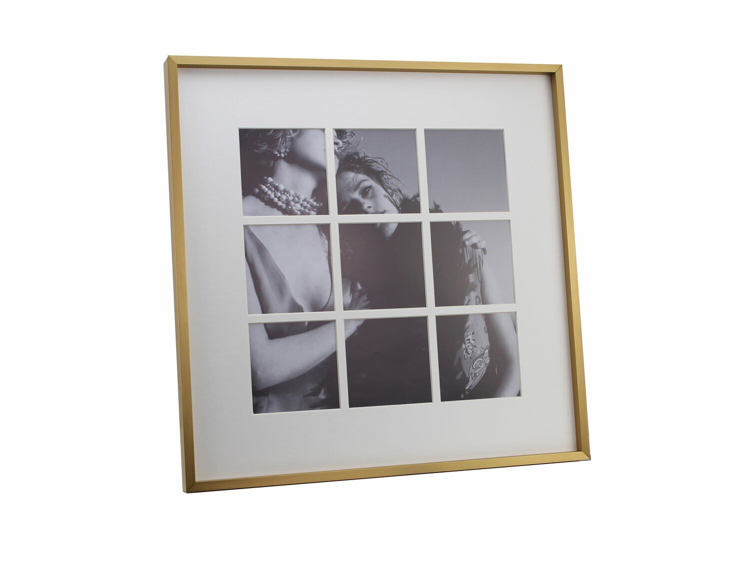 Addison Ross Nine Aperture Brushed Gold Wall Hanging Picture Frame 4 x 4 8 App Inch Aluminium FR7522