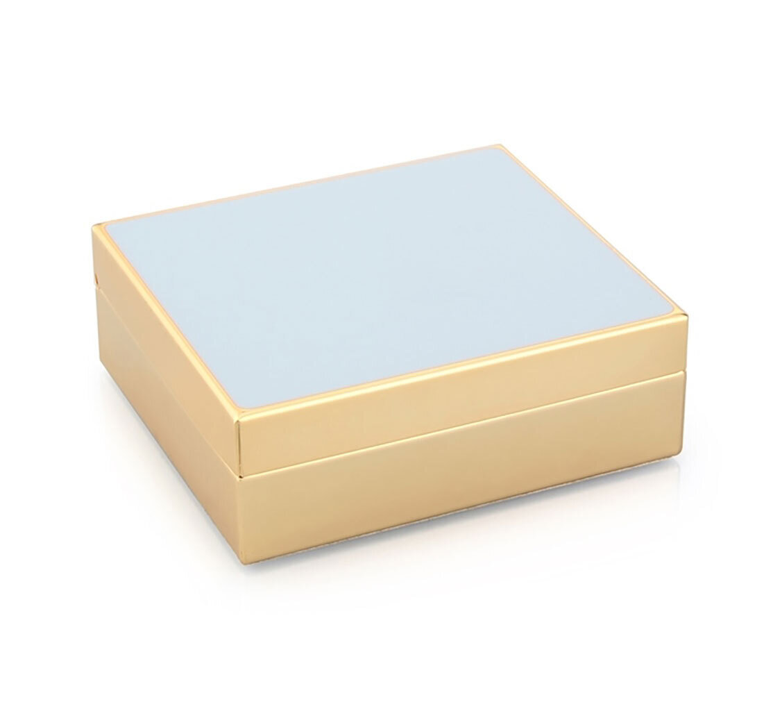 Addison Ross Powder Blue Enamel & Gold Box 4 x 3 Inch e-Gold Plating BX1013
