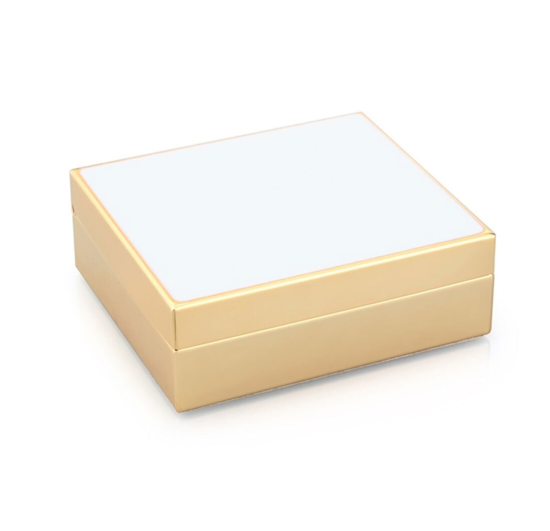 Addison Ross White Enamel & Gold Box 4 x 3 Inch e-Gold Plating BX1014
