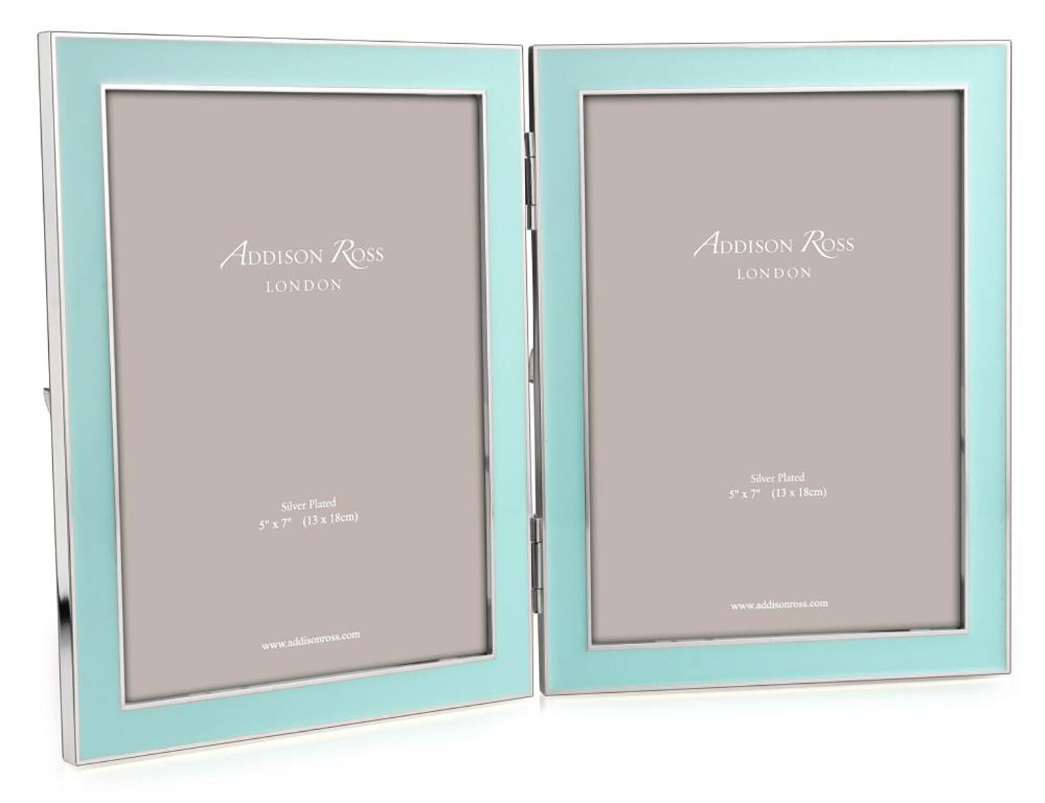 Addison Ross Blue Enamel &amp; Silver Double Picture Frame 5 x 7 InchSilver-plated FR1119, MPN: FR1119,…