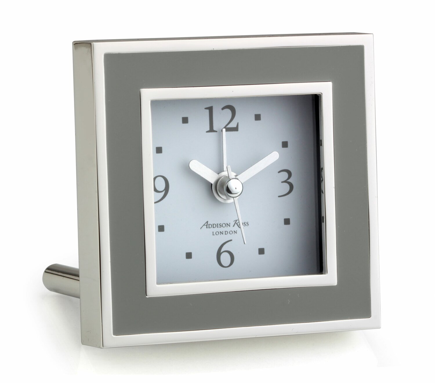 Addison Ross Taupe Enamel Square Alarm Clock 3 x 3 Inch Silver-plated FR1001