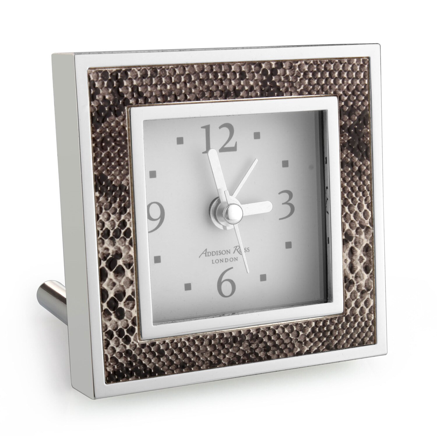 Addison Ross Natural Snake Square Alarm Clock 3 x 3 Inch Silver-plated FR1010