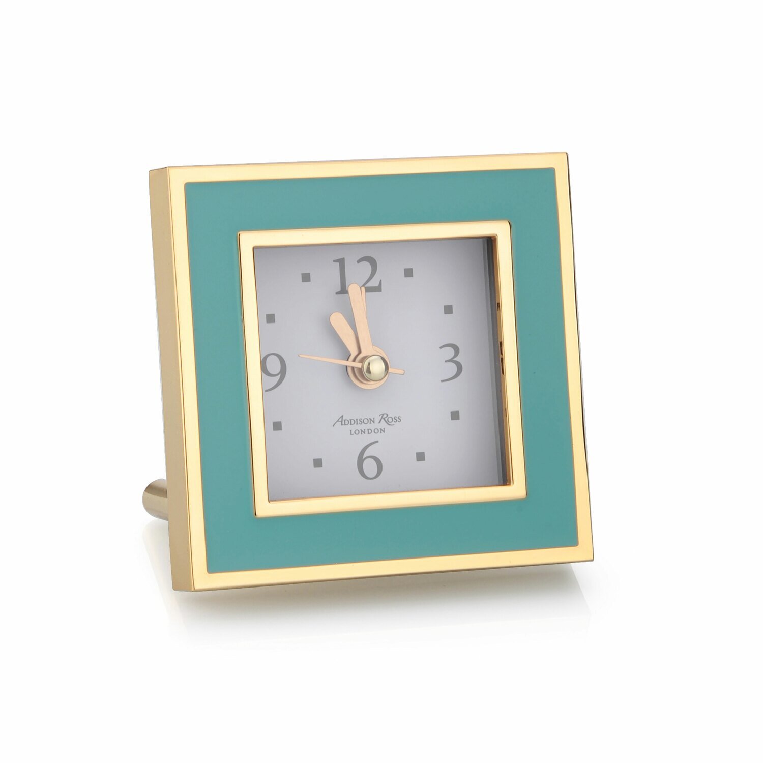 Addison Ross Turquoise & Gold Square Silent Alarm Clock 3 x 3 Inch e-Gold Plating FR1021