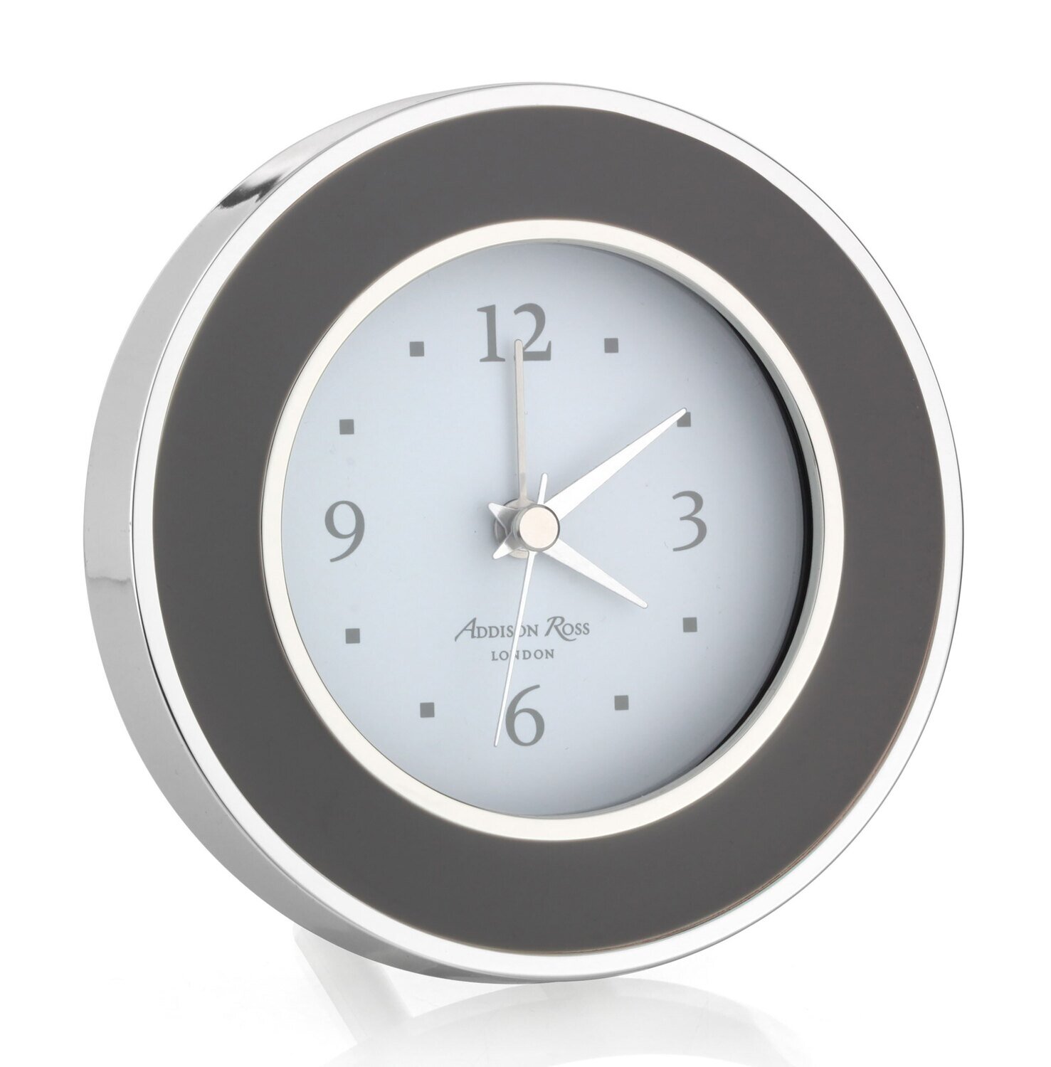 Addison Ross Taupe & Silver Silent Alarm Clock 4 x 4 InchSilver-plated FR5502