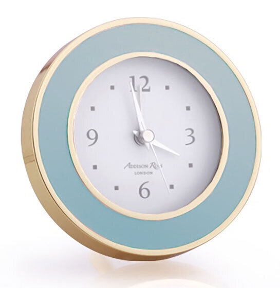 Addison Ross Powder Blue & Gold Silent Alarm Clock 4 x 4 Inch e-Gold Plating FR5613