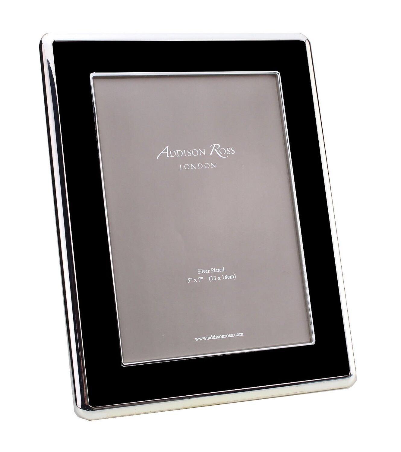 Addison Ross Wide Curved Enamel Picture Frame Black & Silver 8 x 10 Inch Silver-plated FR6110