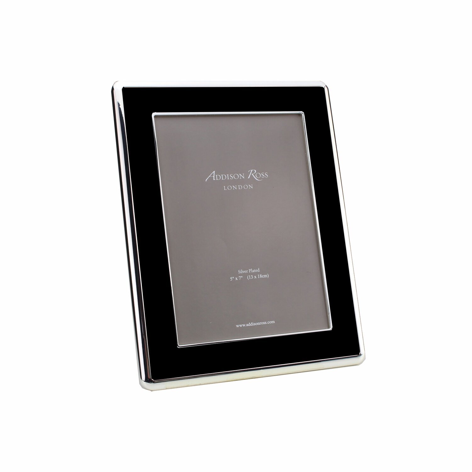 Addison Ross Wide Curved Enamel Picture Frame Black & Silver 5 x 7 Inch Silver-plated FR6111