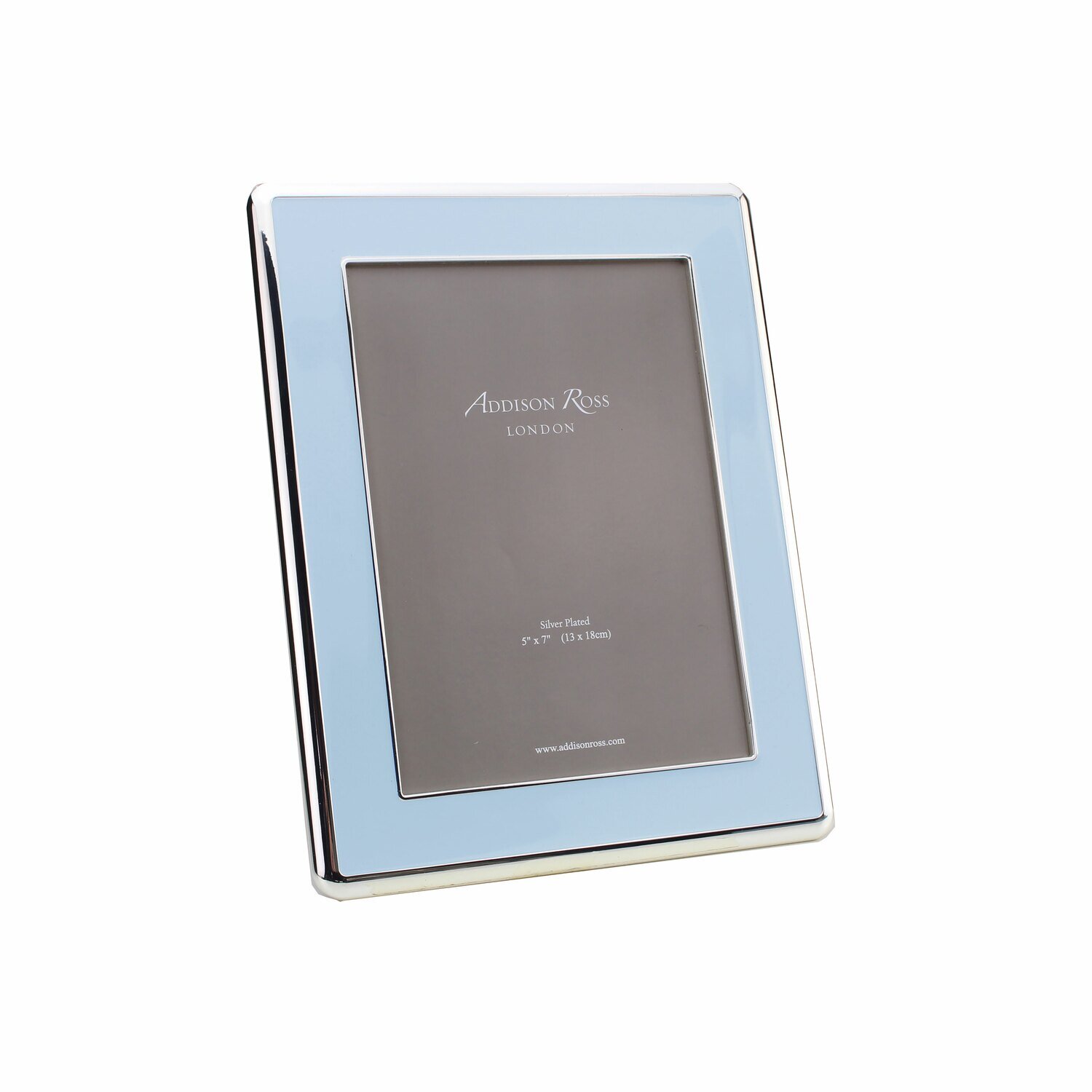 Addison Ross Wide Curved Enamel Picture Frame Powder Blue &amp; Silver 5 x 7 Inch Silver-plated FR6116,…