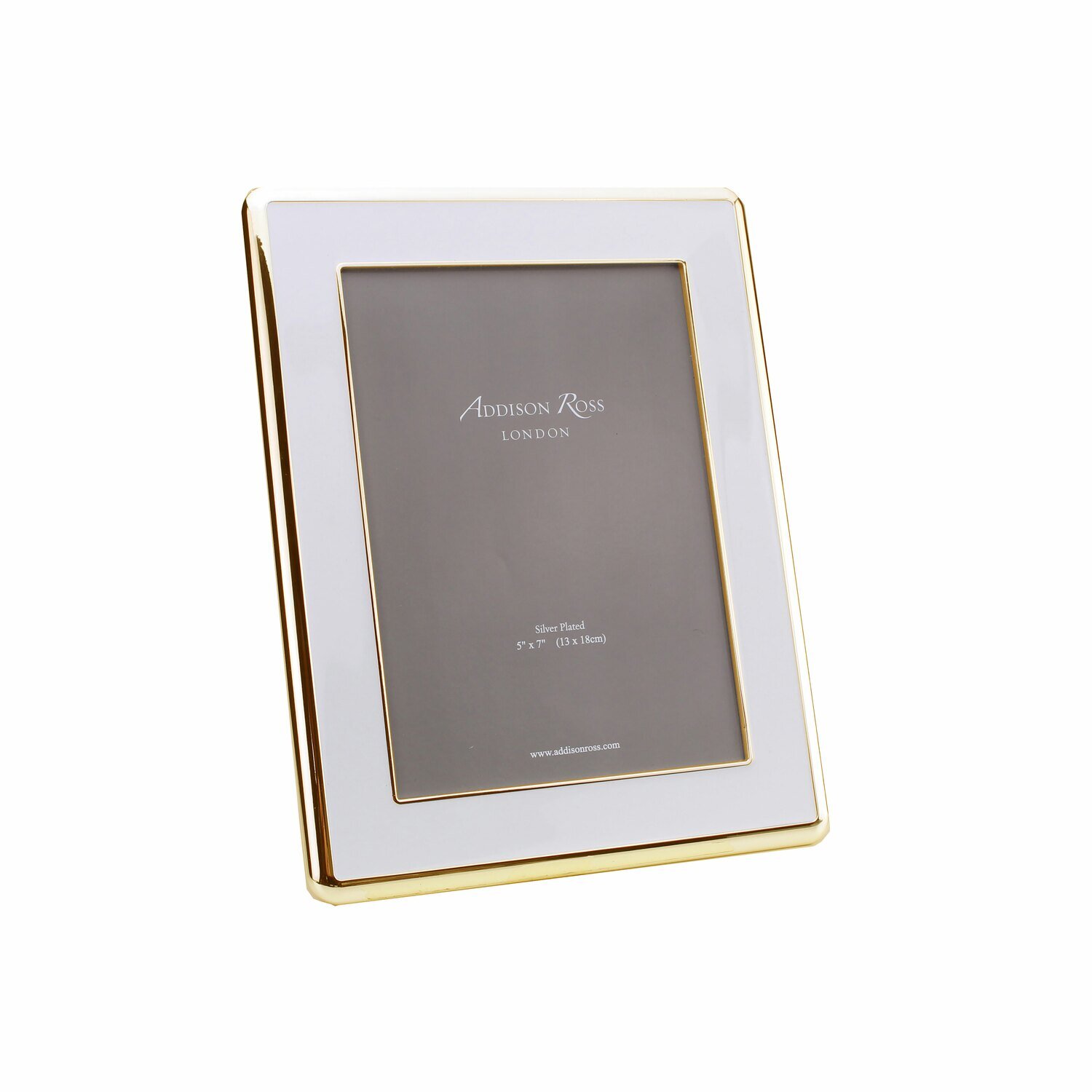 Addison Ross Wide Curved Enamel Picture Frame White &amp; Gold 5 x 7 Inch Gold-plated FR6501, MPN: FR65…