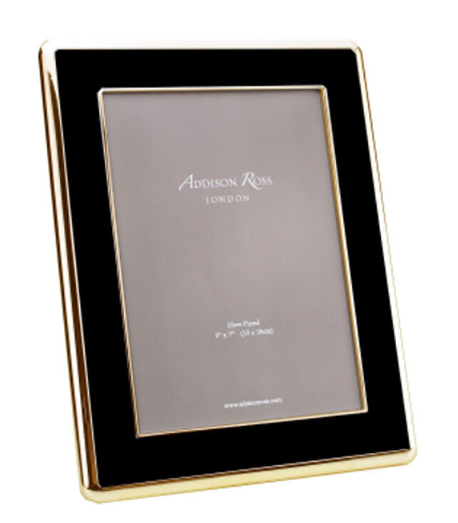 Addison Ross Wide Curved Enamel Picture Frame Black &amp; Gold 5 x 5 Inch Gold-plated FR6513, MPN: FR65…