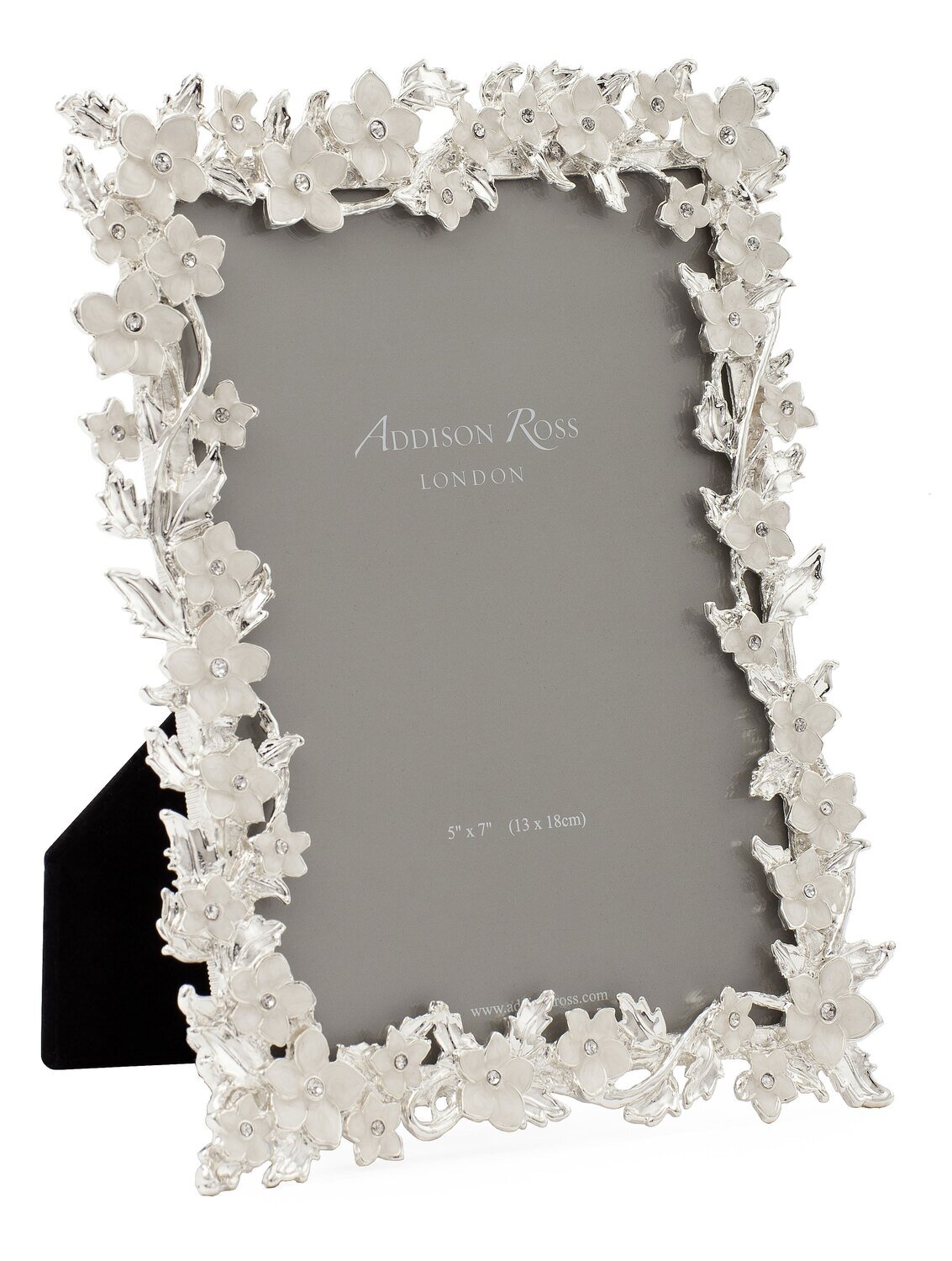 Addison Ross Silver &amp; White Flower Picture Frame 4 x 6 Inch Zinc FR1654