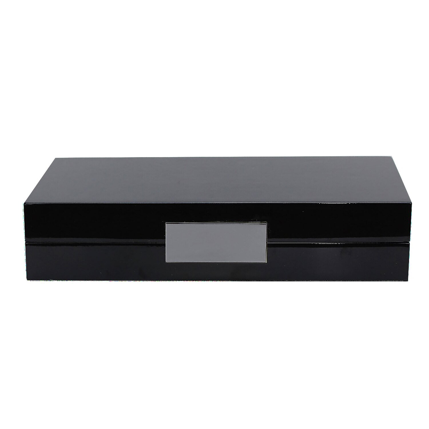 Addison Ross Black Lacquer Box With Silver 4 x 9 Inch Lacquer BX1255