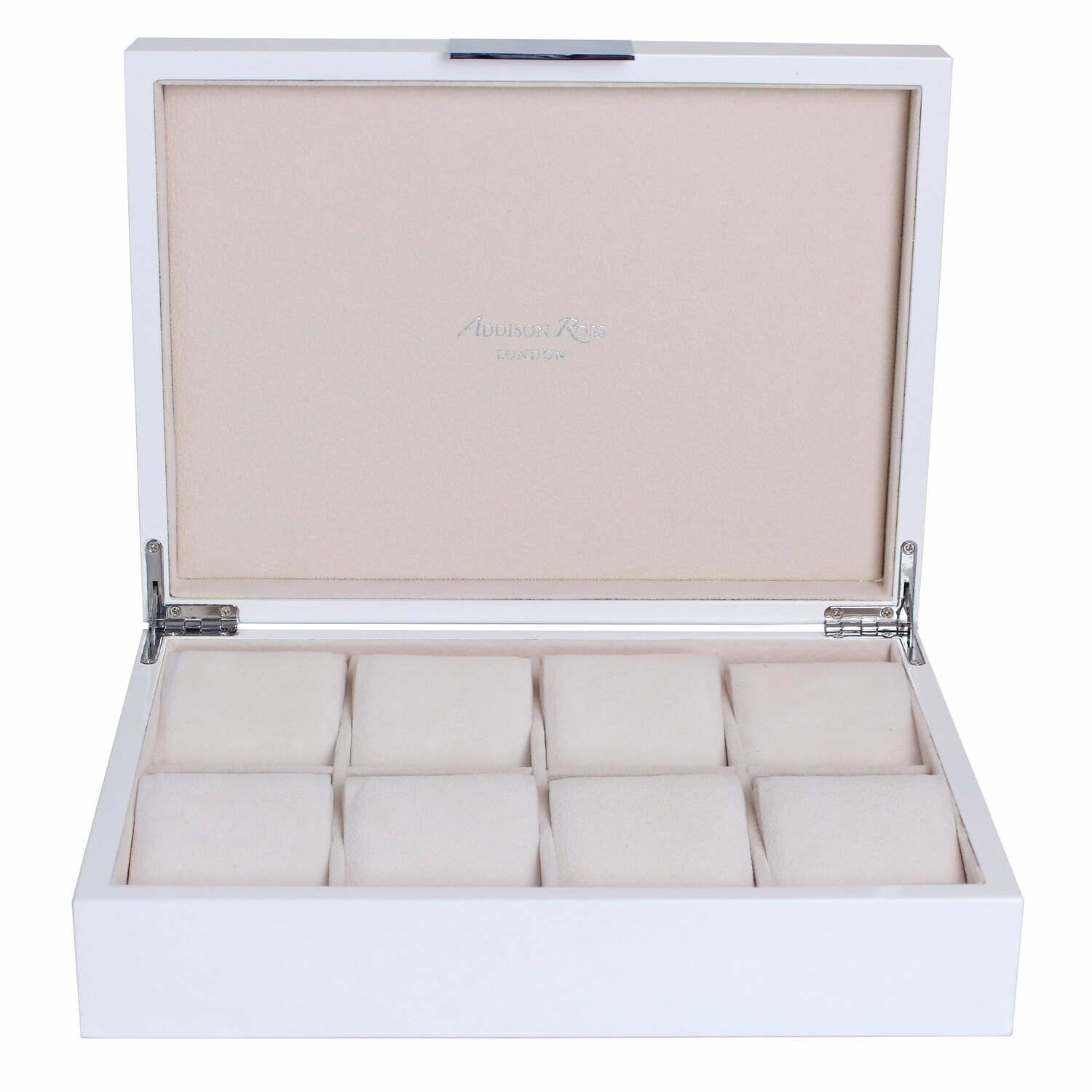 Addison Ross White Watch Box8 x 11 Inch Lacquer BX1502W, MPN: BX1502W, UPC/EAN: 5024043191667
