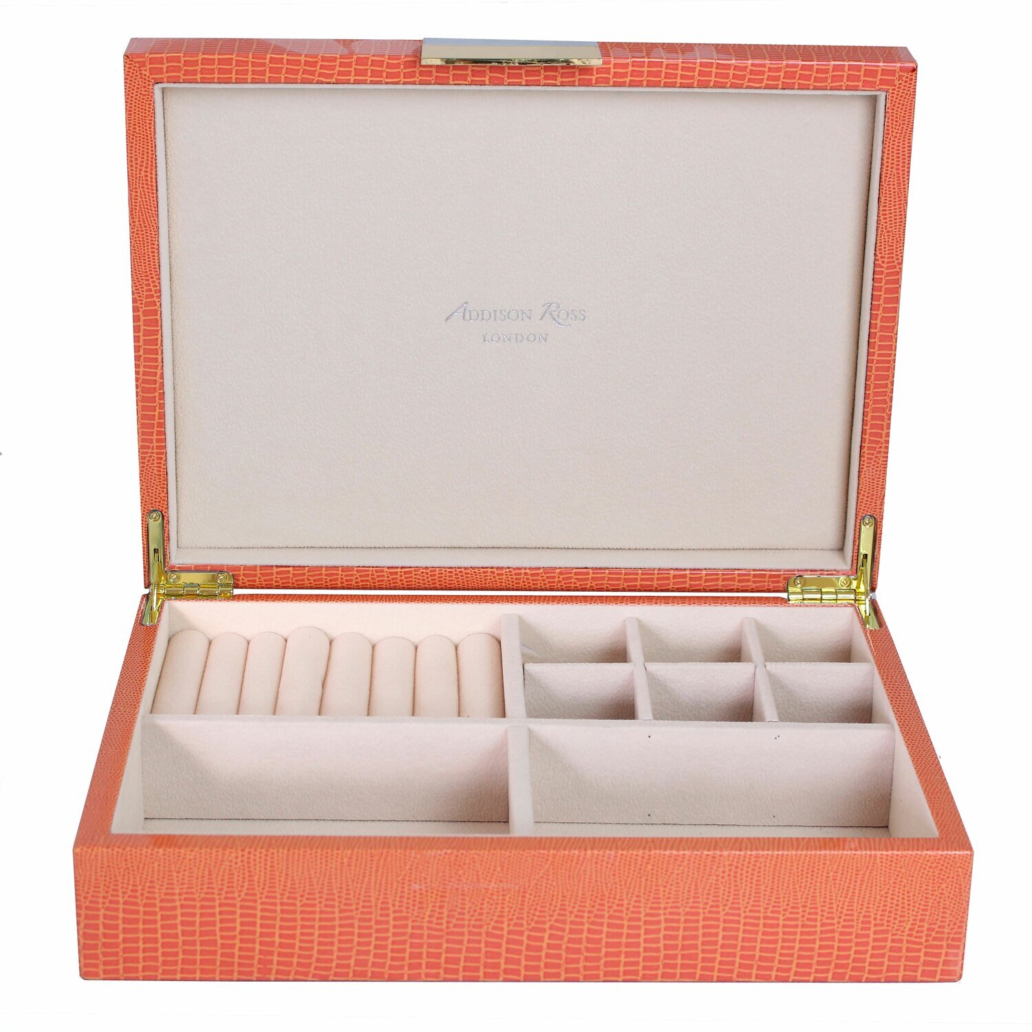 Addison Ross Orange Crocodile Jewelry Box8 x 11 Inch Lacquer BX1471J