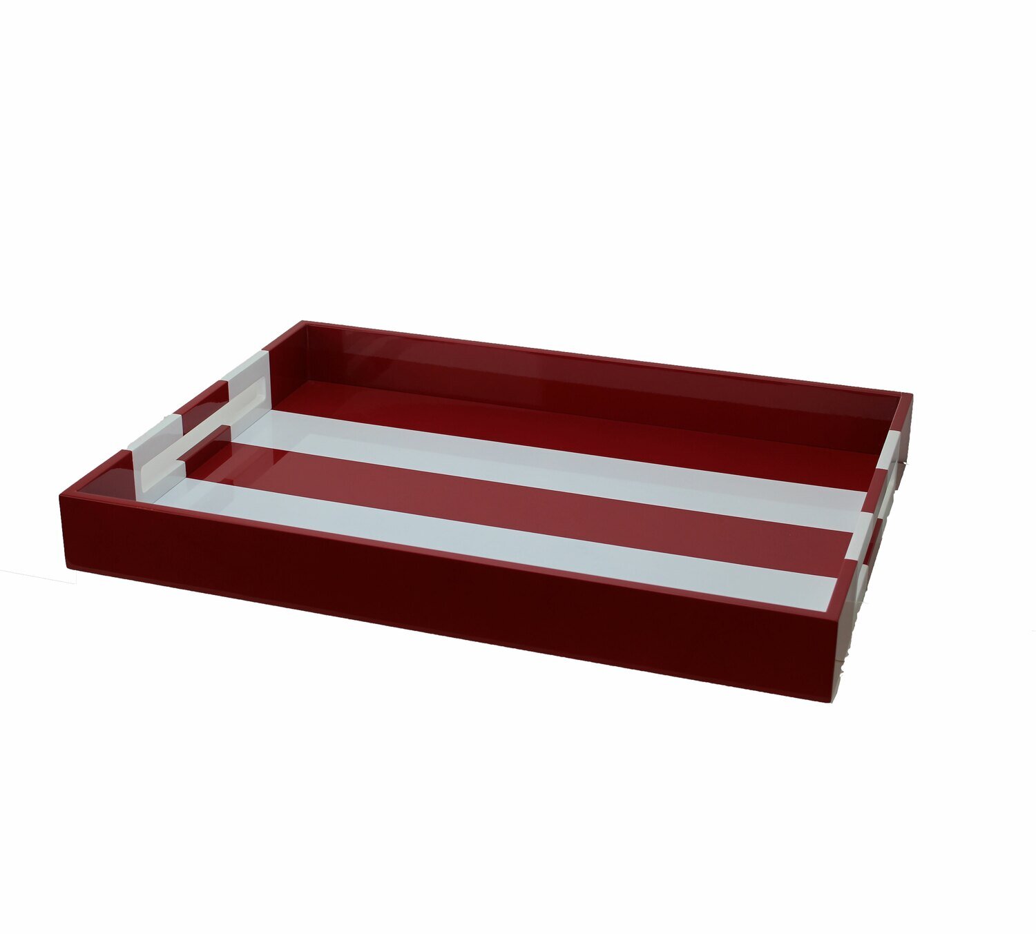 Addison Ross Burgundy Striped Large Lacquered Ottoman Tray 26 x 17 Inch Lacquer TR3700, MPN: TR3700…