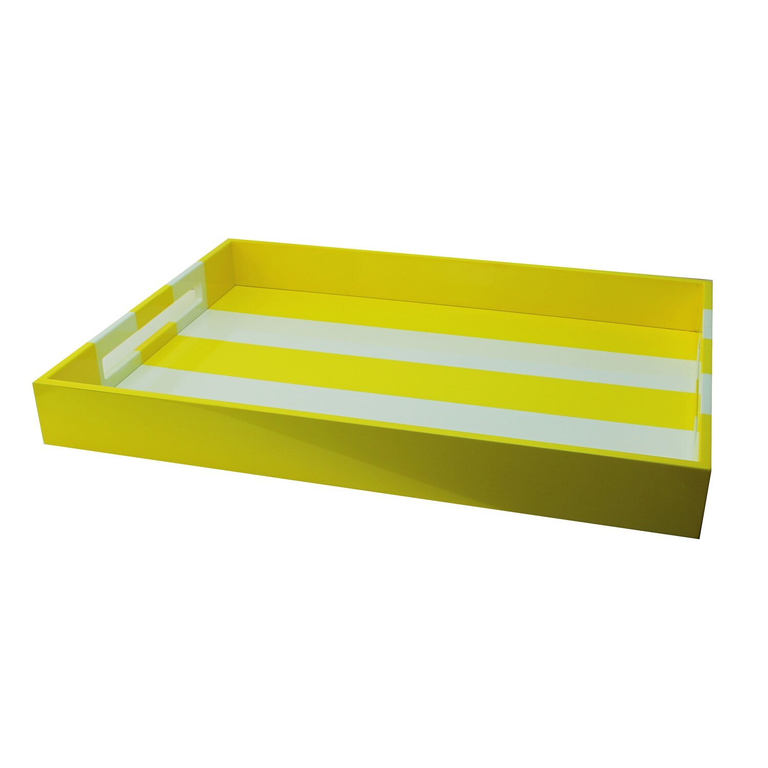 Addison Ross Yellow Striped Large Lacquered Ottoman Tray 22 x 16 Inch Lacquer TR3701