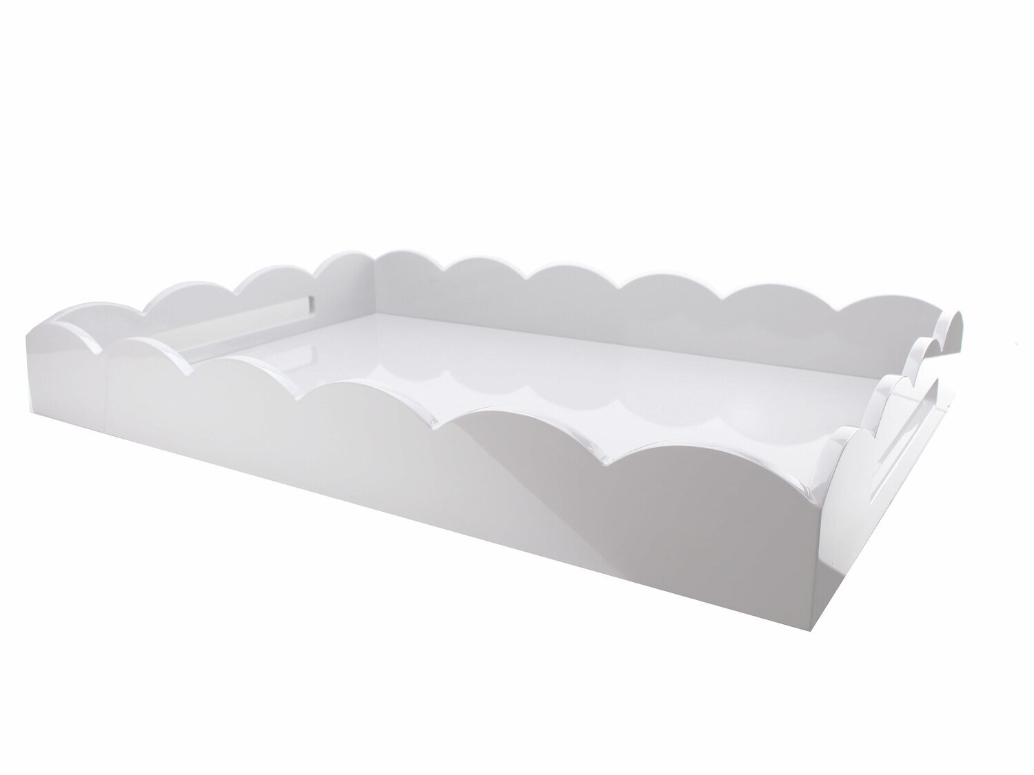 Addison Ross Large White Scalloped Edge Tray 26 x 17 Inch Lacquer TR3000