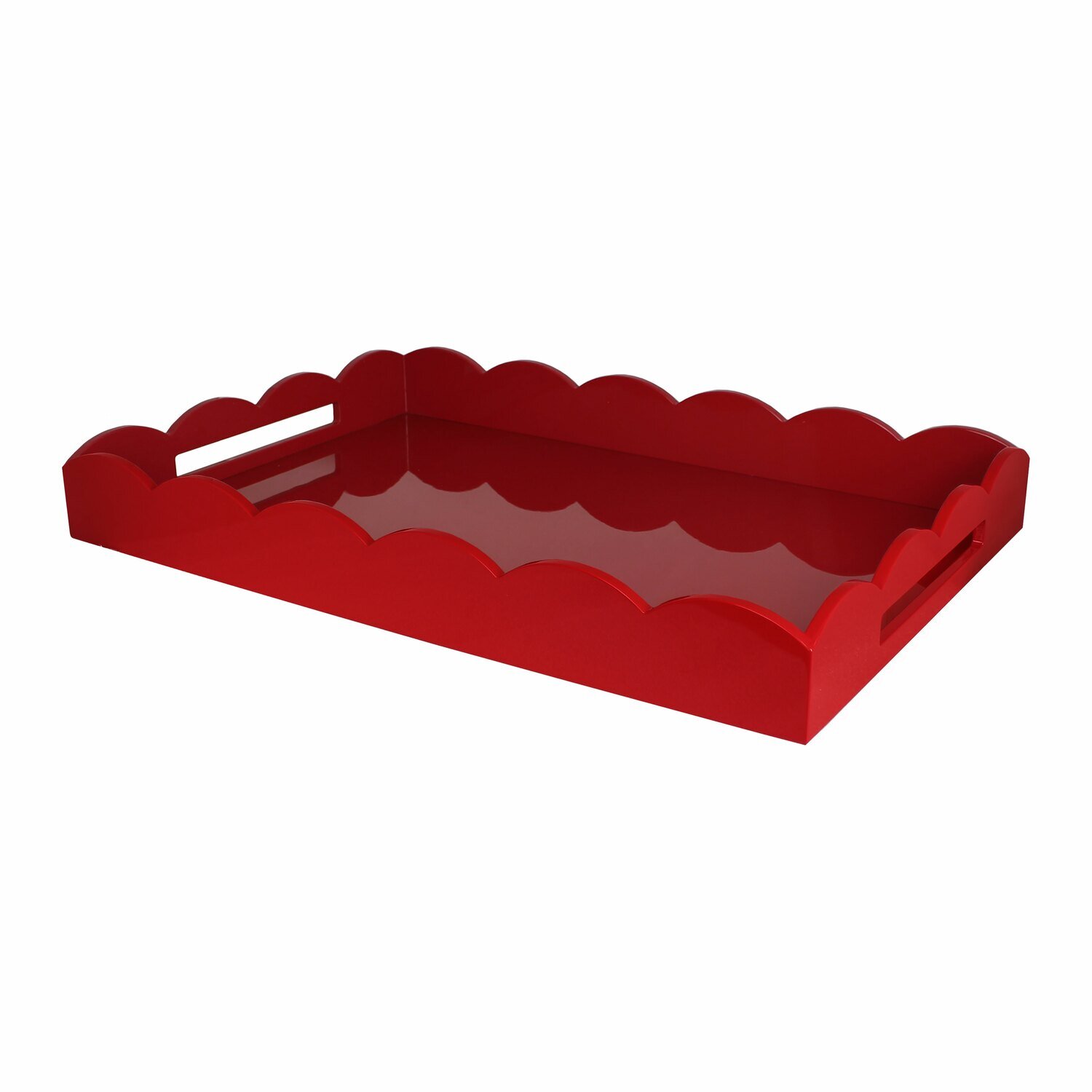 Addison Ross Large Red Scalloped Edge Tray 26 x 17 Inch Lacquer TR3007, MPN: TR3007, UPC/EAN: 50240…