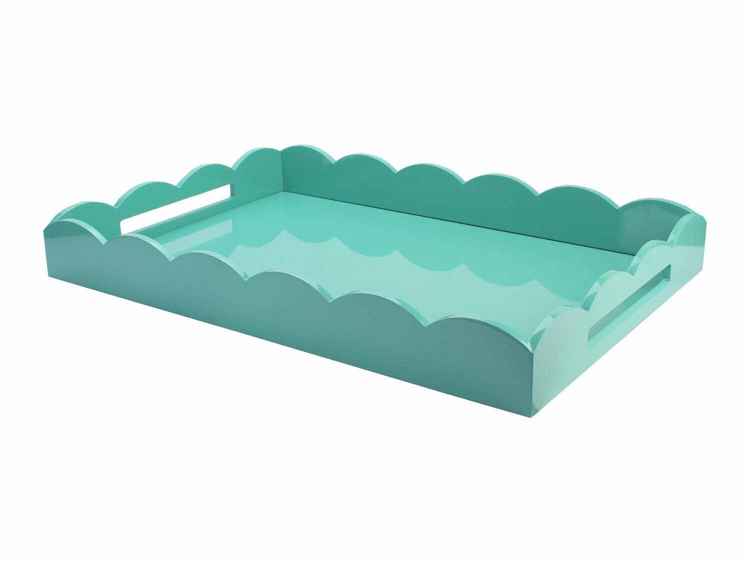 Addison Ross Turquoise Scalloped Edge Tray 17 x 13 Inch Lacquer TR3506