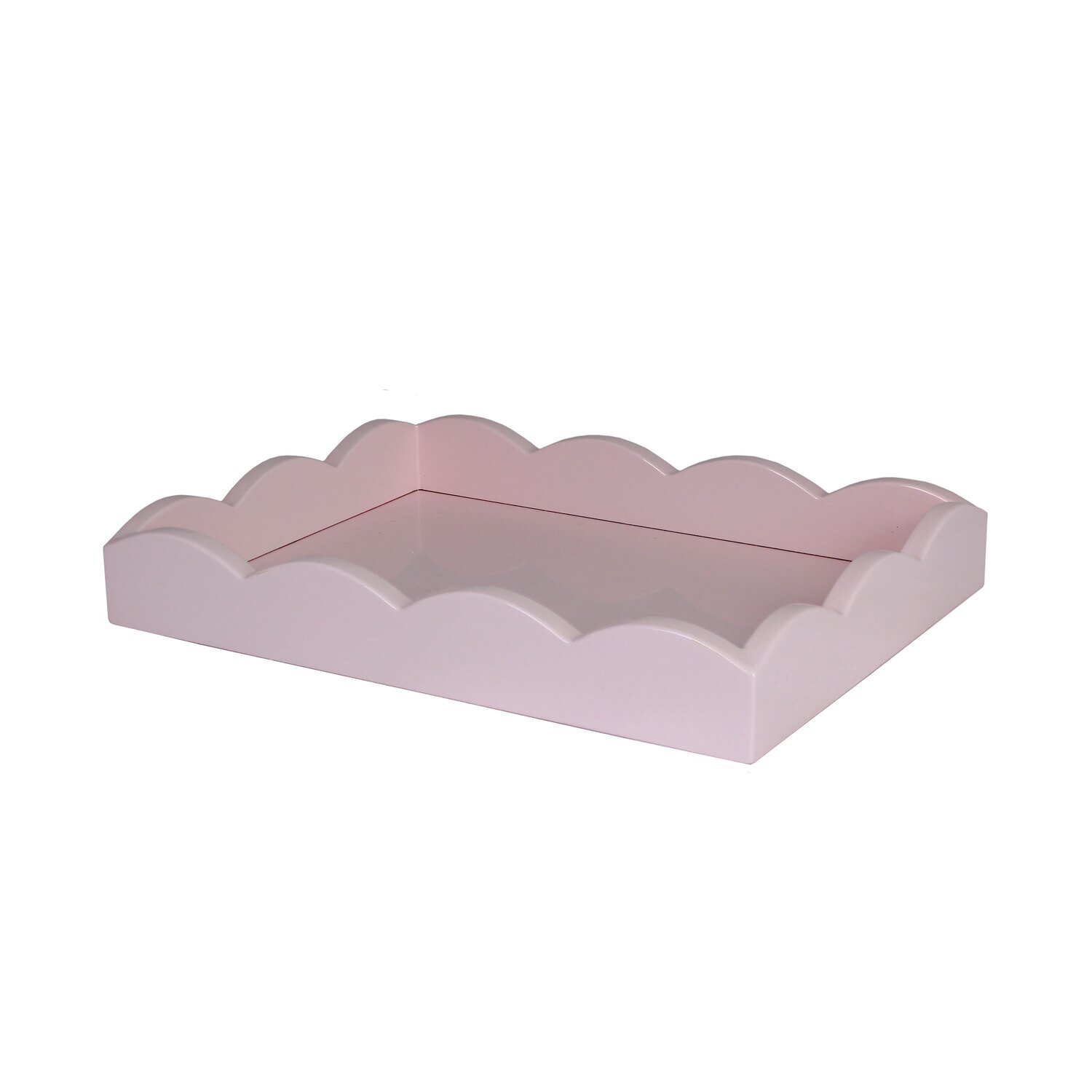 Addison Ross Small Pale Pink Scalloped Edge Tray 11 x 8 Inch Lacquer TR6205