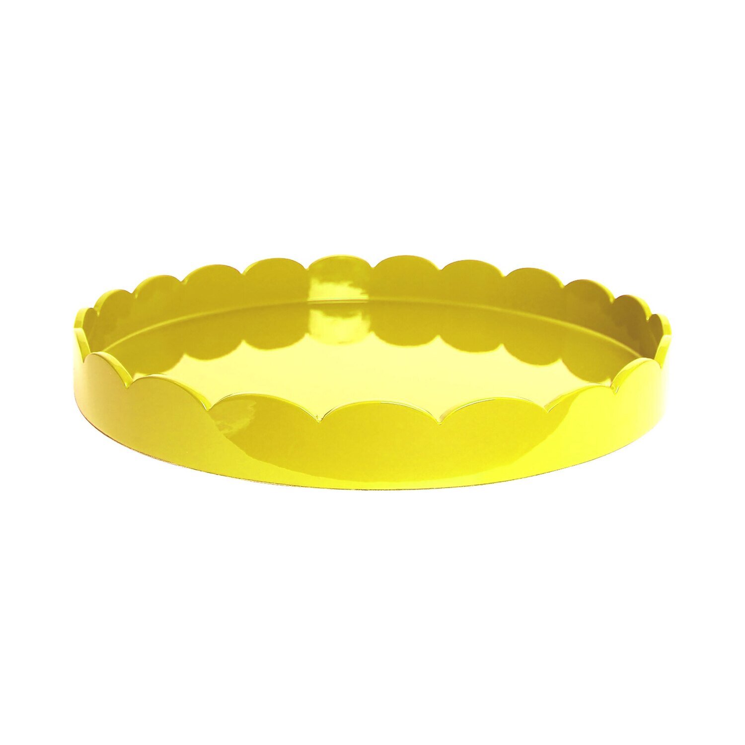 Addison Ross Yellow Round Medium Lacquered Scallop Tray 16 x 16 Inch Lacquer TR7004