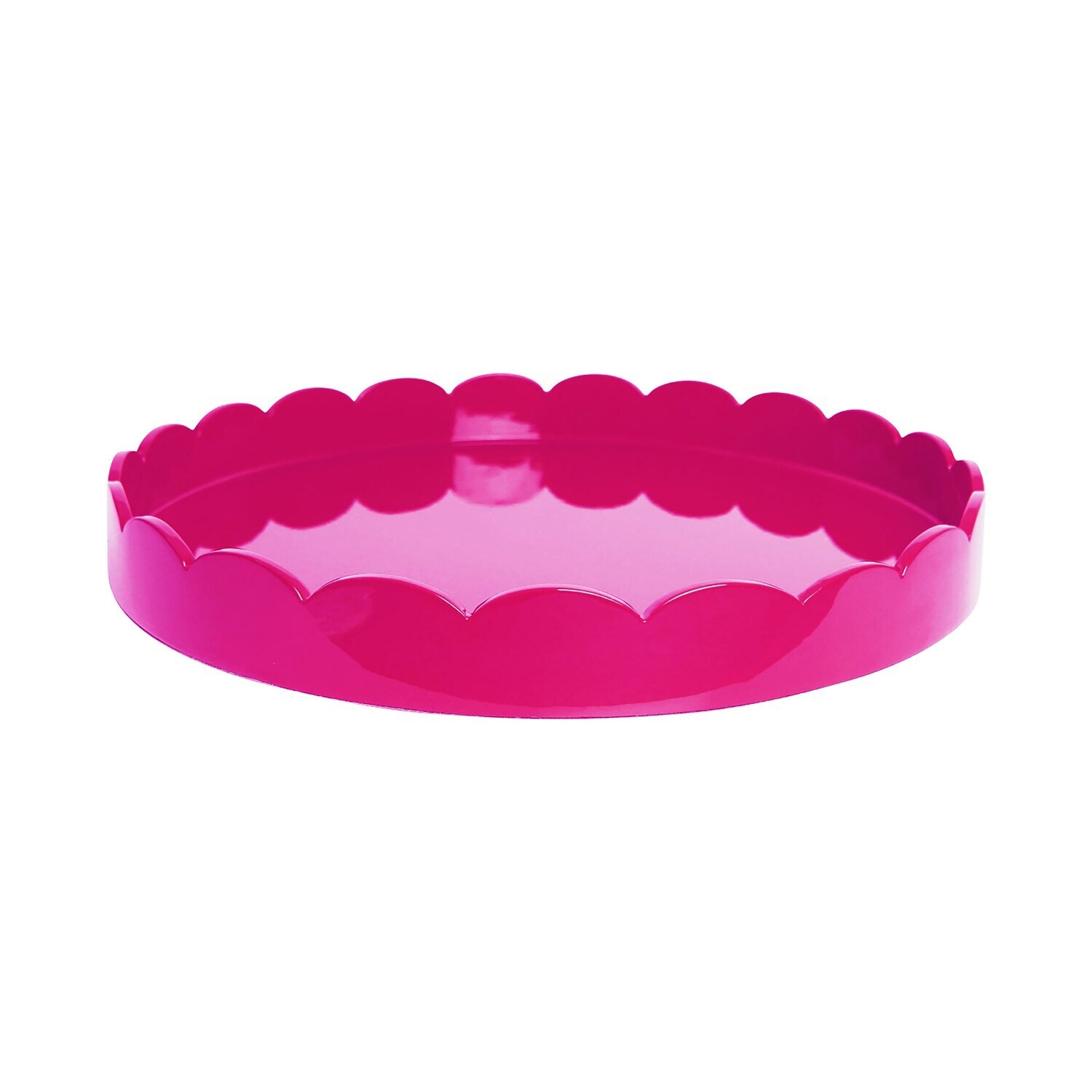 Addison Ross Fuschia Round Medium Lacquered Scallop Tray 16 x 16 Inch Lacquer TR7005