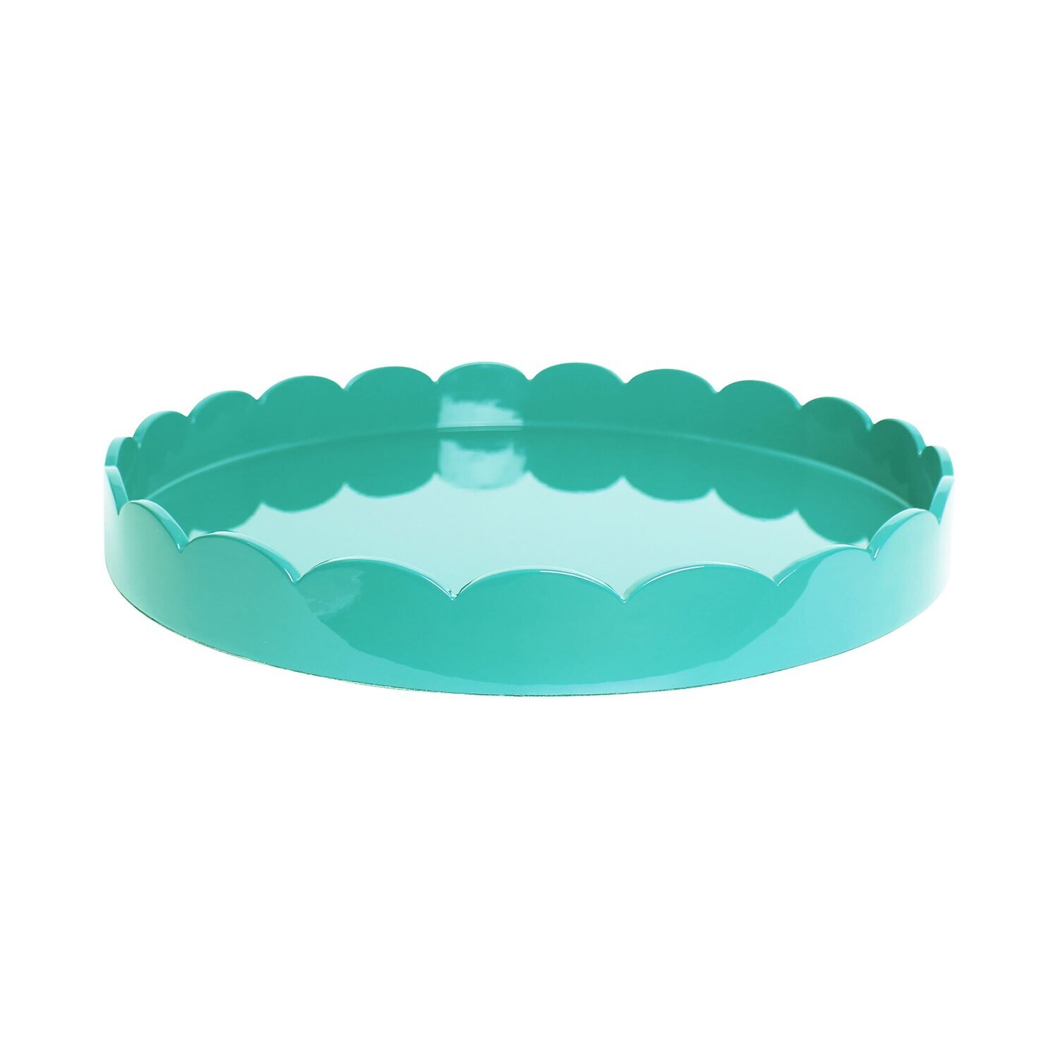 Addison Ross Turquoise Round Medium Lacquered Scallop Tray 16 x 16 Inch Lacquer TR7006