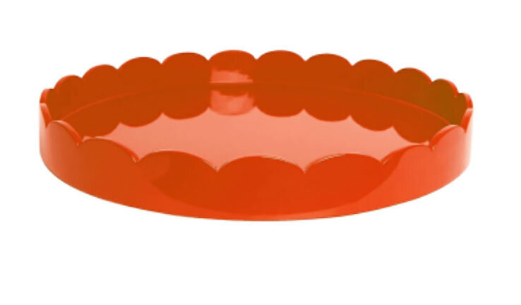 Addison Ross Orange Round Large Lacquered Scallop Tray 20 x 20 Inch Lacquer TR7302